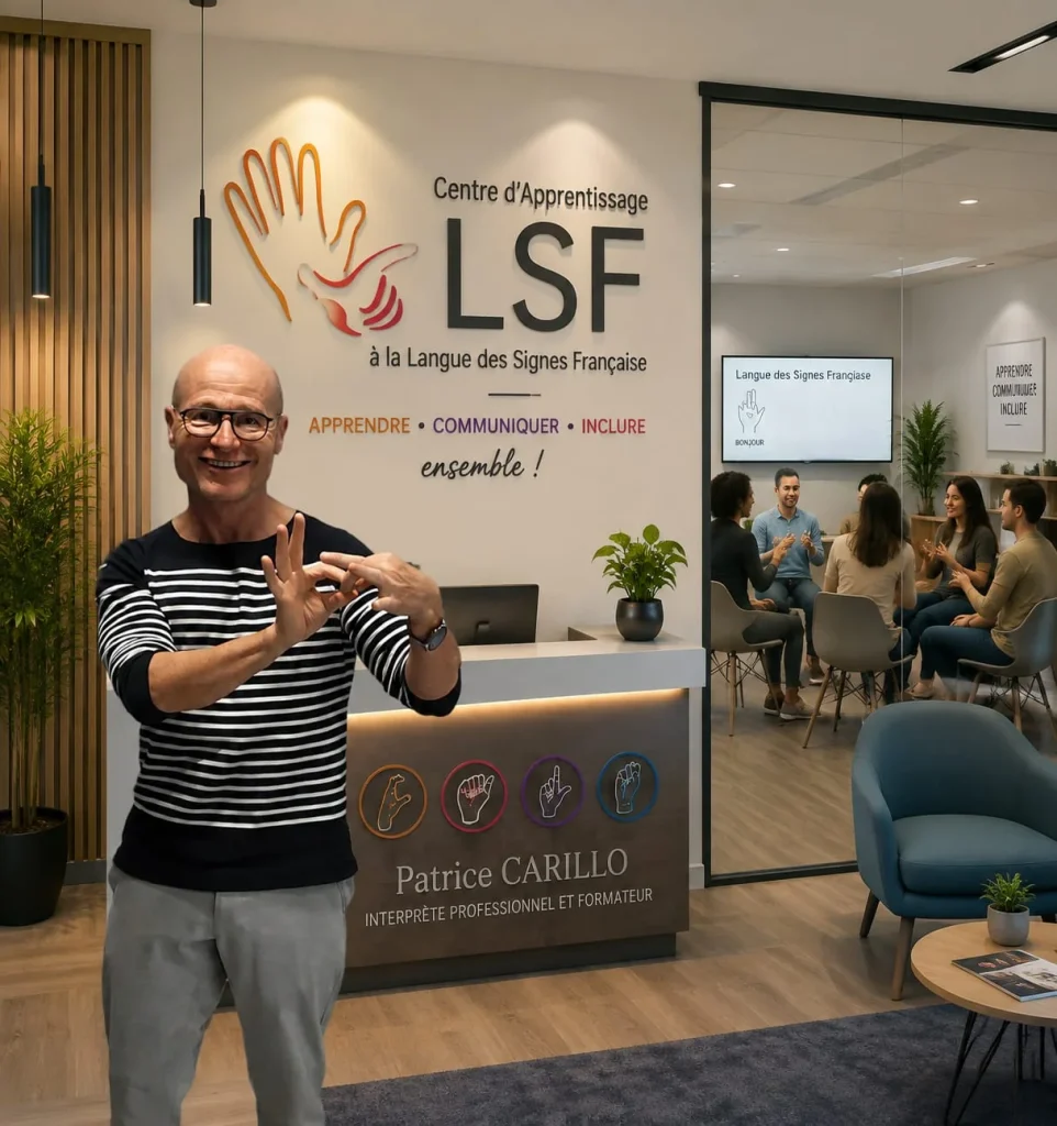 Patrice Carillo en plateau télévisé pour une traduction en LSF